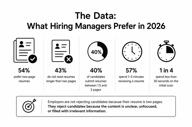 Chart showing hiring manager preferences for resume length in 2026