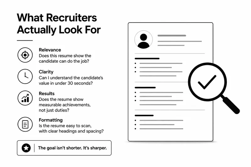 Recruiter review process showing what matters: content quality over page count
