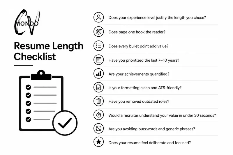 Printable resume length checklist for job seekers